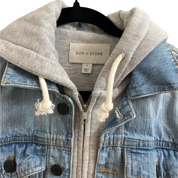 Sun + Stone Men's Trucker Hooded Denim Jacket - Picture 6 of 14